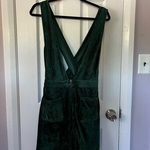 Urban Outfitters Deep Green Velvet Mini Dress